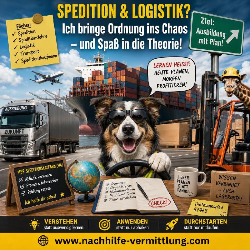 Nachhilfe Spedition, Speditionslehre, Speditionskaufmann, Logistik, Transport Dietmannsried Nachhilfe Spedition, Speditionslehre, Speditionskaufmann, Logistik, Transport Dietmannsried